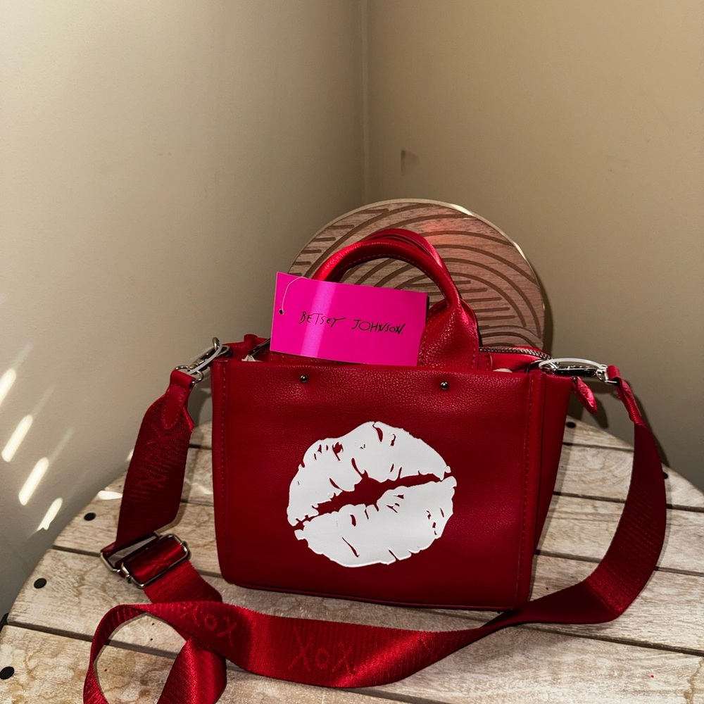 Betsey Johnson Red Kiss Crossbody Bag